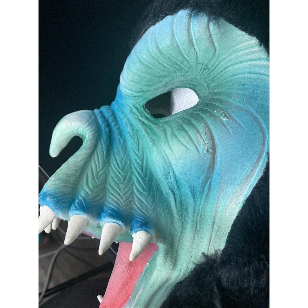 Topstone Fang Face‎ Monster Mask Rare Vintage Costume GreenBlue Black